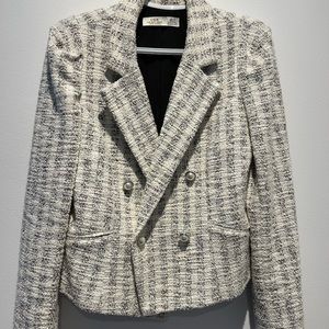 Dex tweed & pearl buttons jacket white and gray